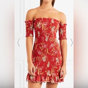 zimmerman red floral dress off the shoulder size 2 EUC hot hot hot
